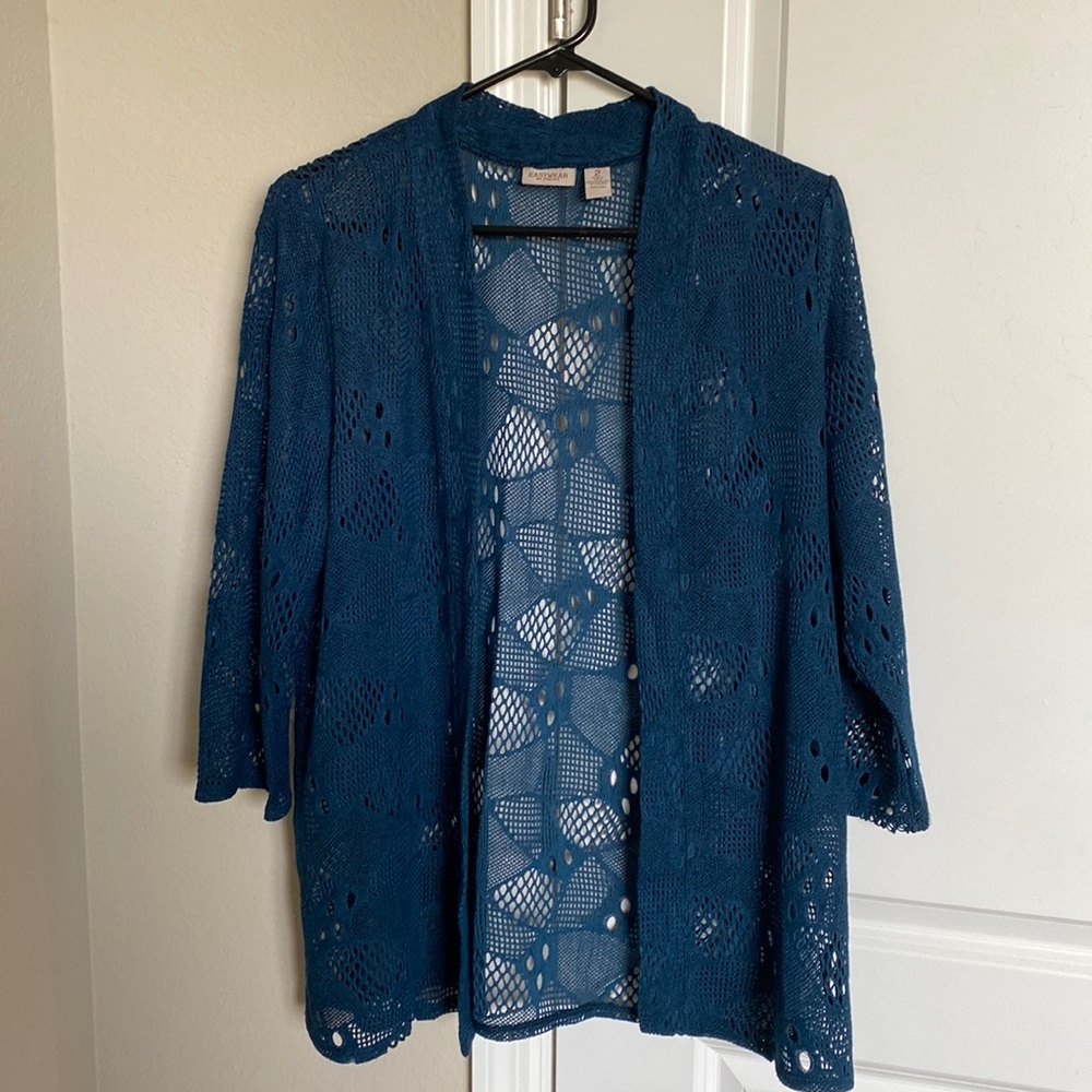 Chico’s Cardigan with beautiful lacework gorgeous color